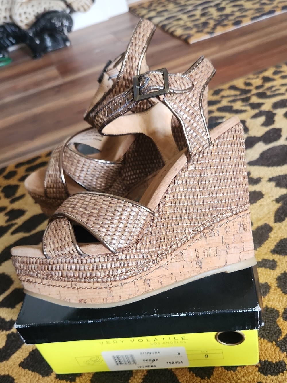 Very Volatile Woven Tan Platform Wedge Sandals